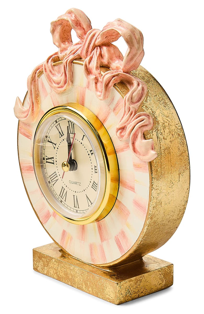 MACKENZIE CHILDS It's All About the Bow Desk Clock, Alternate, color, Pink Multi