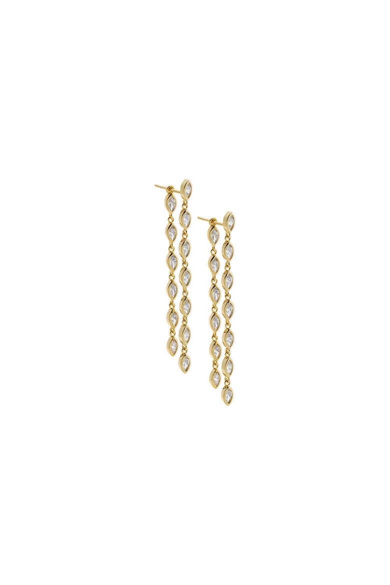 CZ Marquise Double Chain Drop Earring, Main, color, Gold