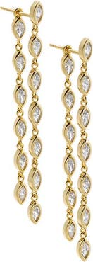 BY ADINA EDEN CZ Marquise Double Chain Drop Earring
