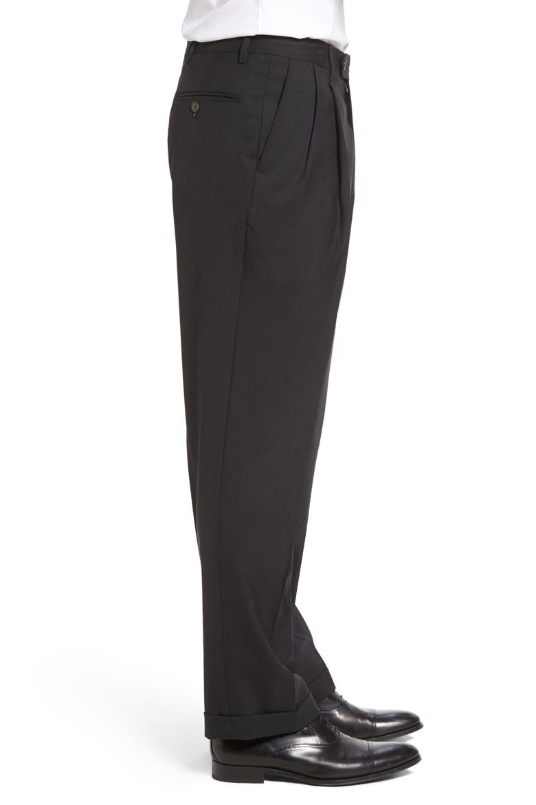 Lightweight Plain Weave Pleated Classic Fit Trousers, Alternate, color, CHARCOAL
