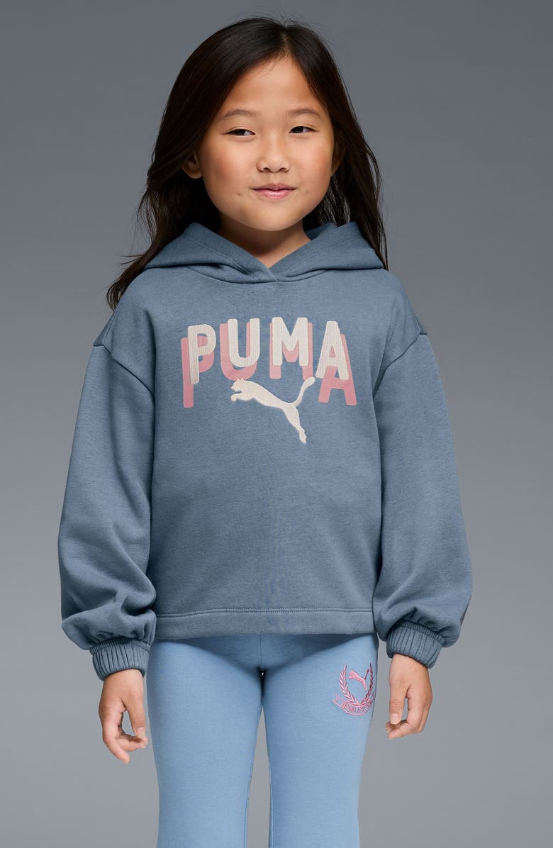 PUMA Kids' Class Pack Cotton Blend Fleece Hoodie, Alternate, color, Sky/ Pewter