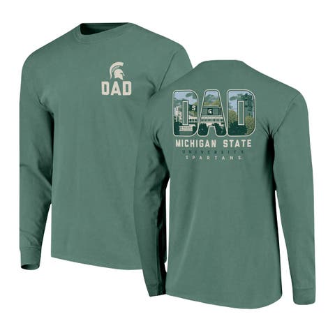 Men's Green Michigan State Spartans Father's Day Campus Drawing Long Sleeve T-Shirt