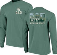 IMAGE ONE Men's Green Michigan State Spartans Father's Day Campus Drawing Long Sleeve T-Shirt