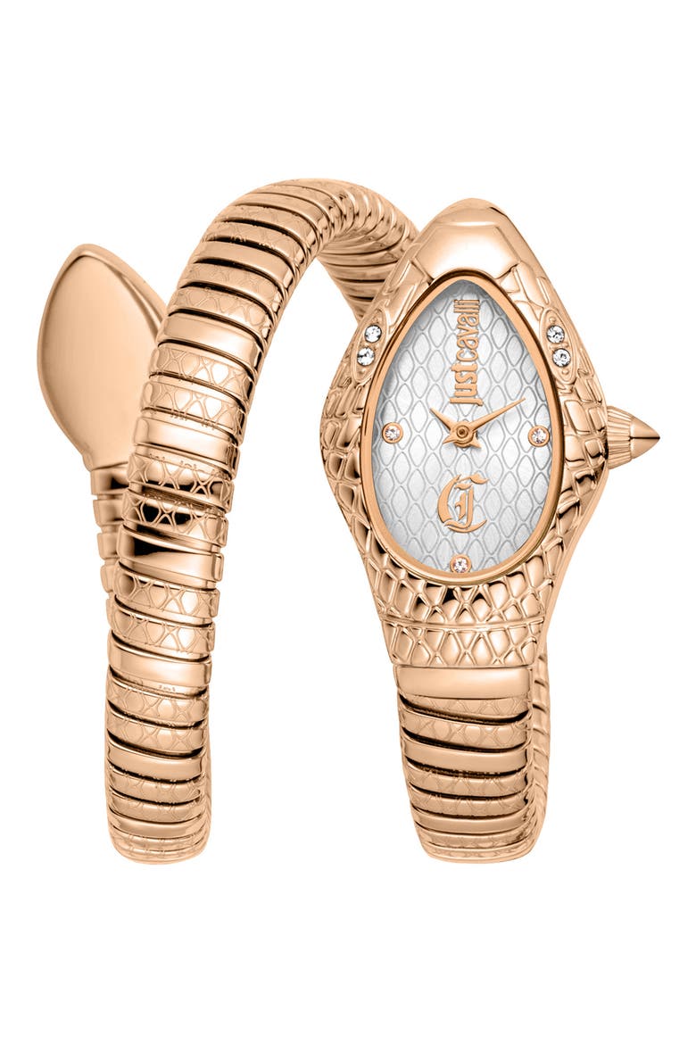 Snake Wraparound Bracelet Watch, 20mm x 34.5mm, Main, color, ROSE GOLD