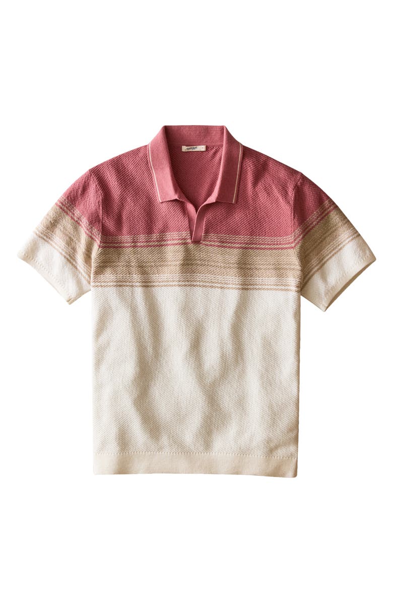 Marine Layer Greyson Short Sleeve Polo Sweater, Alternate, color, Withered Rose/ Oatmeal