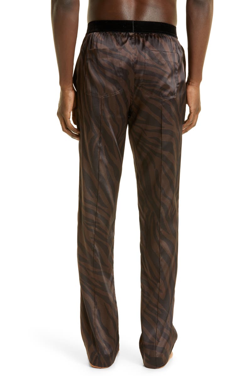 TOM FORD Zebra Print Stretch Silk Pajama Bottoms, Alternate, color,