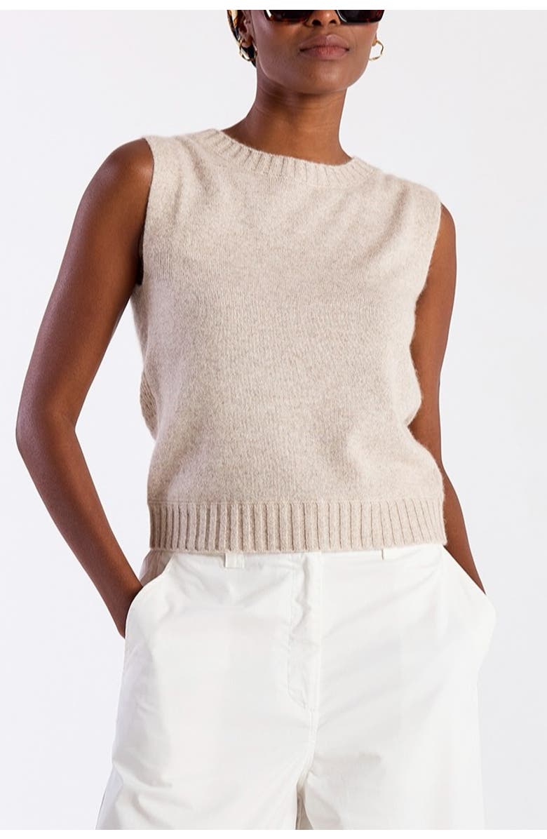 Brodie Pure Cashmere 100% Cashmere Crew Neck Tank, Alternate, color, Wheat