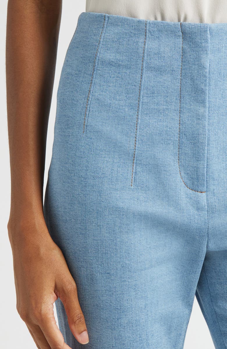 Veronica Beard Hawthorne Clean Waist Stretch Cotton Pants, Alternate, color, Blue Mirage