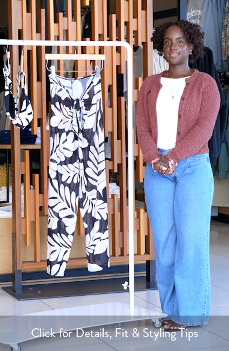 Riley Tie Front Stretch Mesh Cover-Up Pants, sales video thumbnail