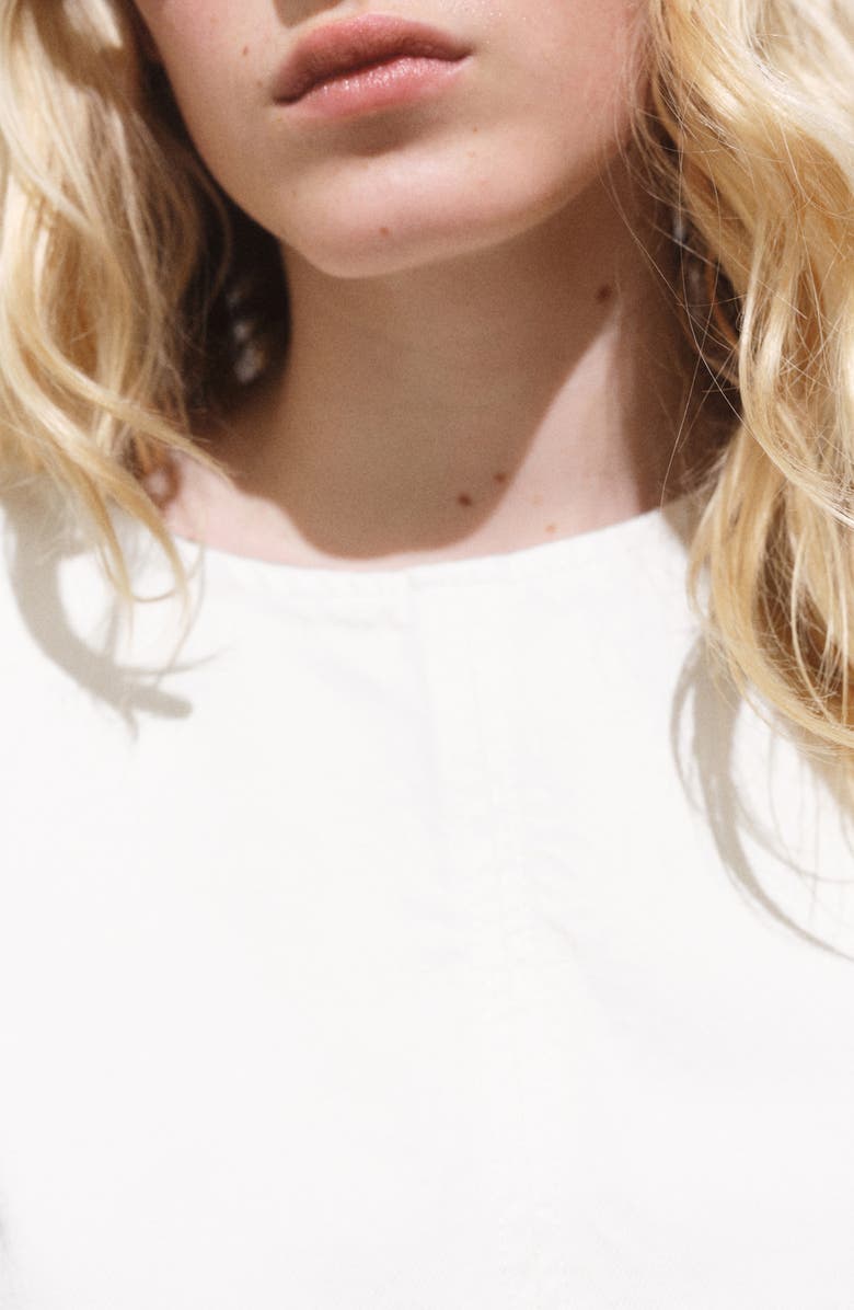 MANGO Buckle Denim Crop Top, Alternate, color, Off White