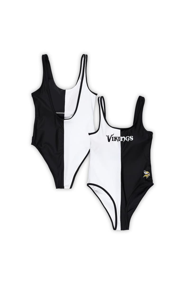 G-III 4HER BY CARL BANKS Women's G-III 4Her by Carl Banks Black/White Minnesota Vikings Last Stand One-Piece Swimsuit, Alternate, color, Black