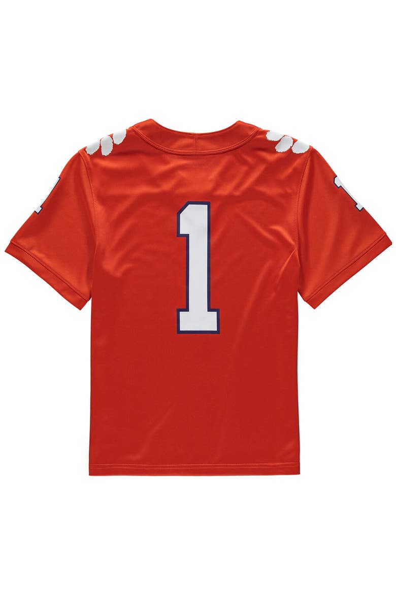 Youth Nike #1 Orange Clemson Tigers Replica Football Jersey, Alternate, color, Orange