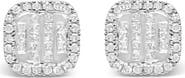Haus of Brilliance 10K White Gold Invisible Set 1/2 Cttw Diamond Composite and Halo Stud Earrings