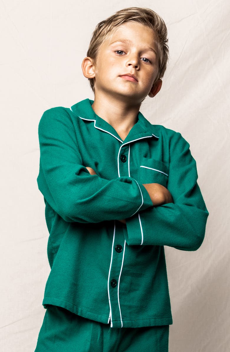 Petite Plume Kids' Flannel Two-Piece Pajamas, Alternate, color, Green