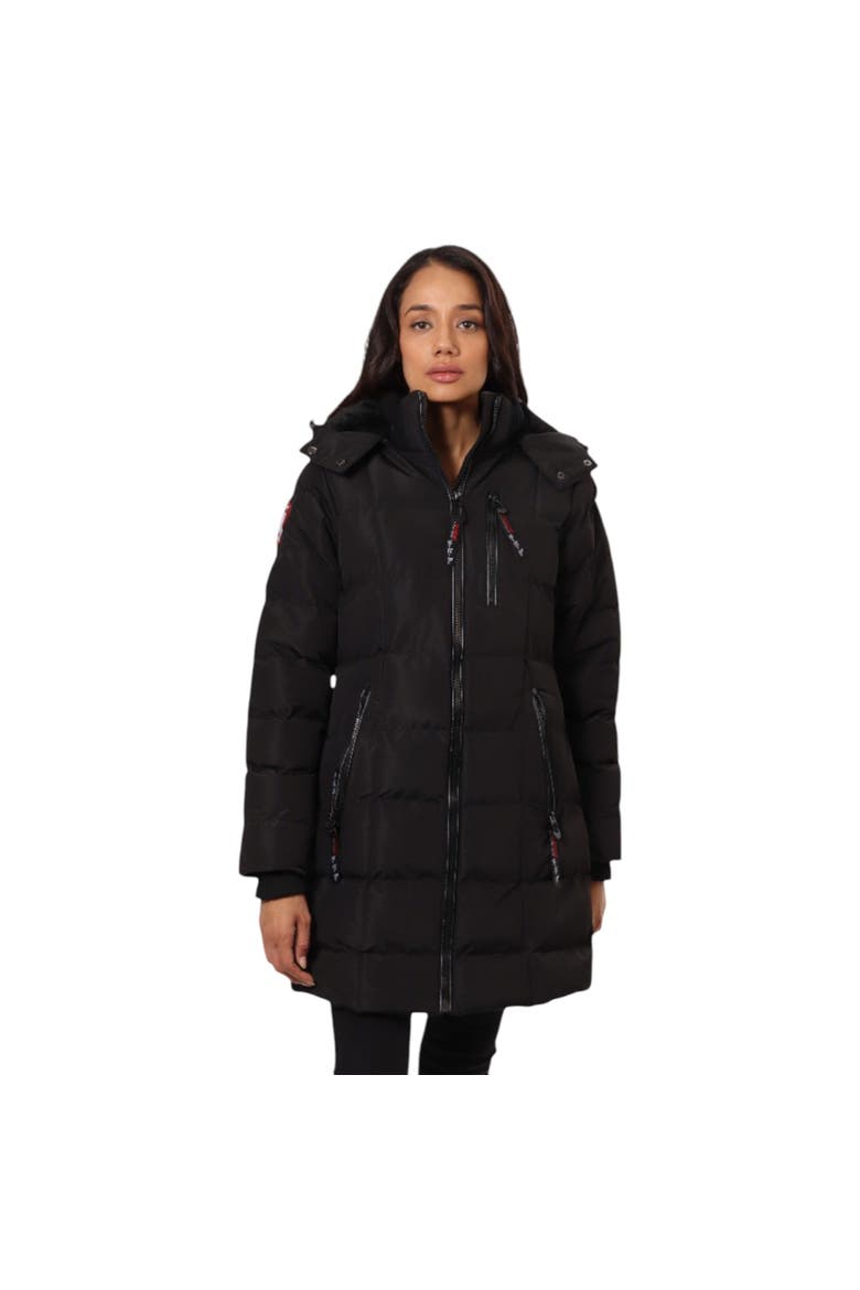 Women's High Pile Fleece Lined Hood Quilted Puffer Coat, Main, color, Black