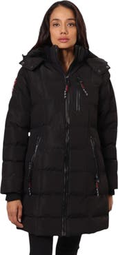 CANADA WEATHER GEAR Women's High Pile Fleece Lined Hood Quilted Puffer Coat