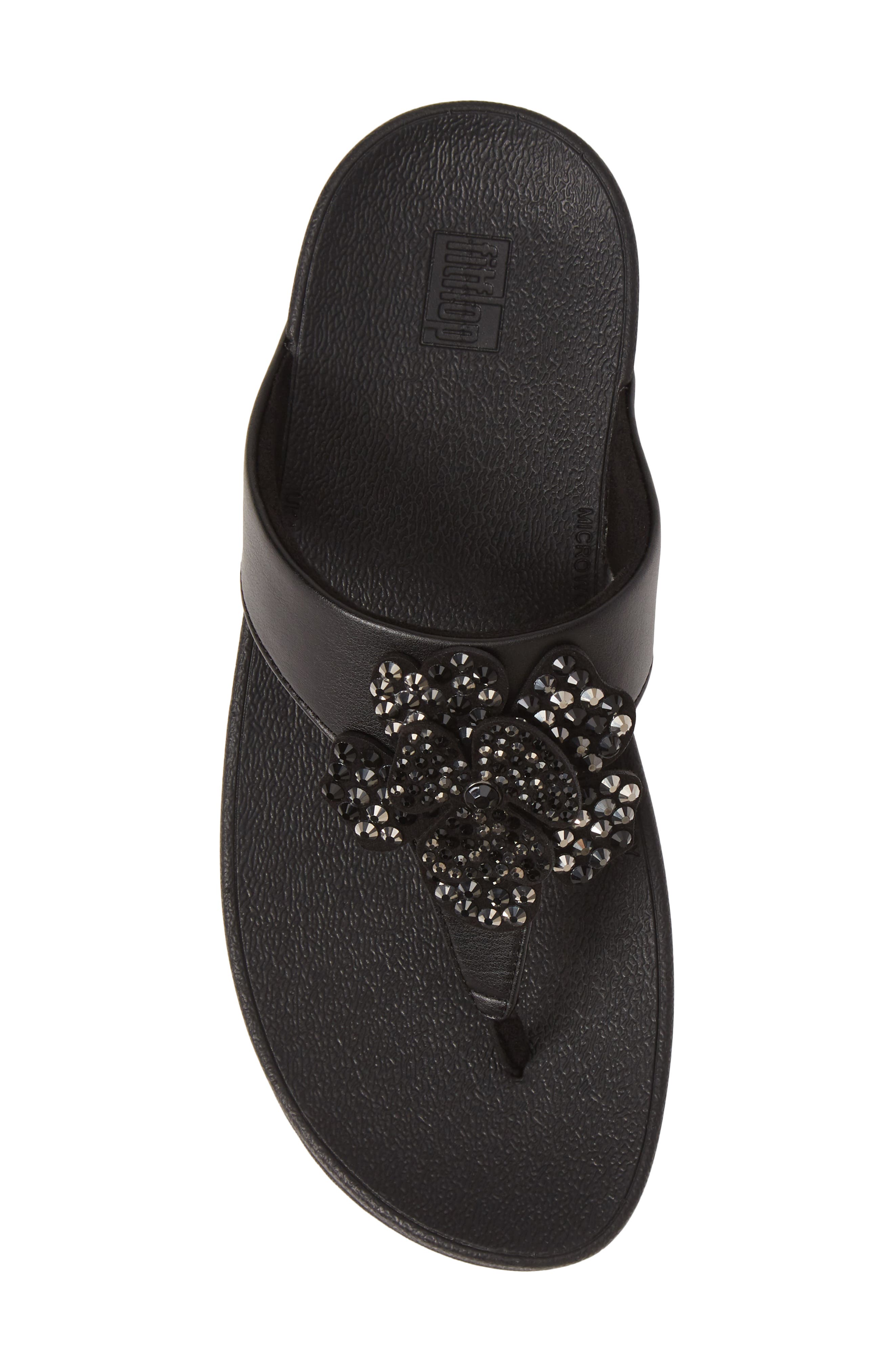 FitFlop Lottie Crystal Flower Wedge Flip Flop, Alternate, color, 