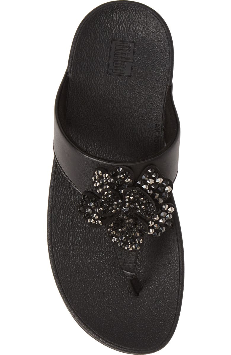 FitFlop Lottie Crystal Flower Wedge Flip Flop, Alternate, color,