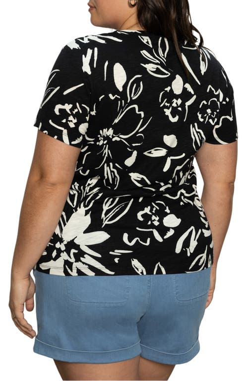 Sanctuary The Perfect T-shirt In Black Ink Floral
