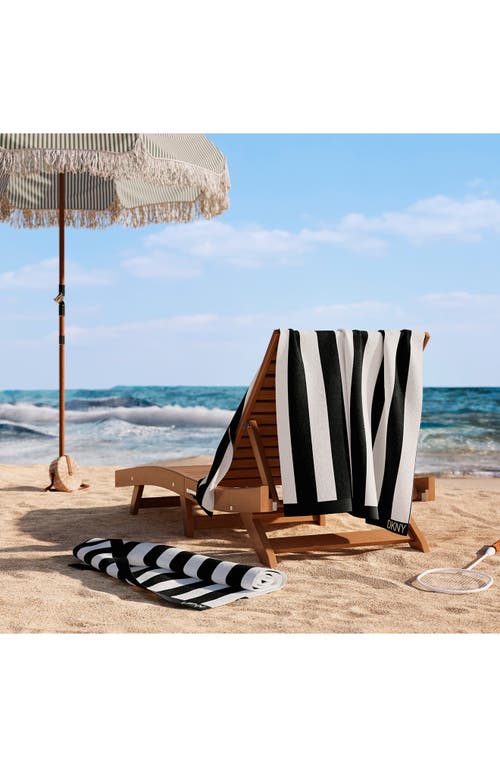 Dkny Cabana Stripe 4-piece Beach Towel Set In Black