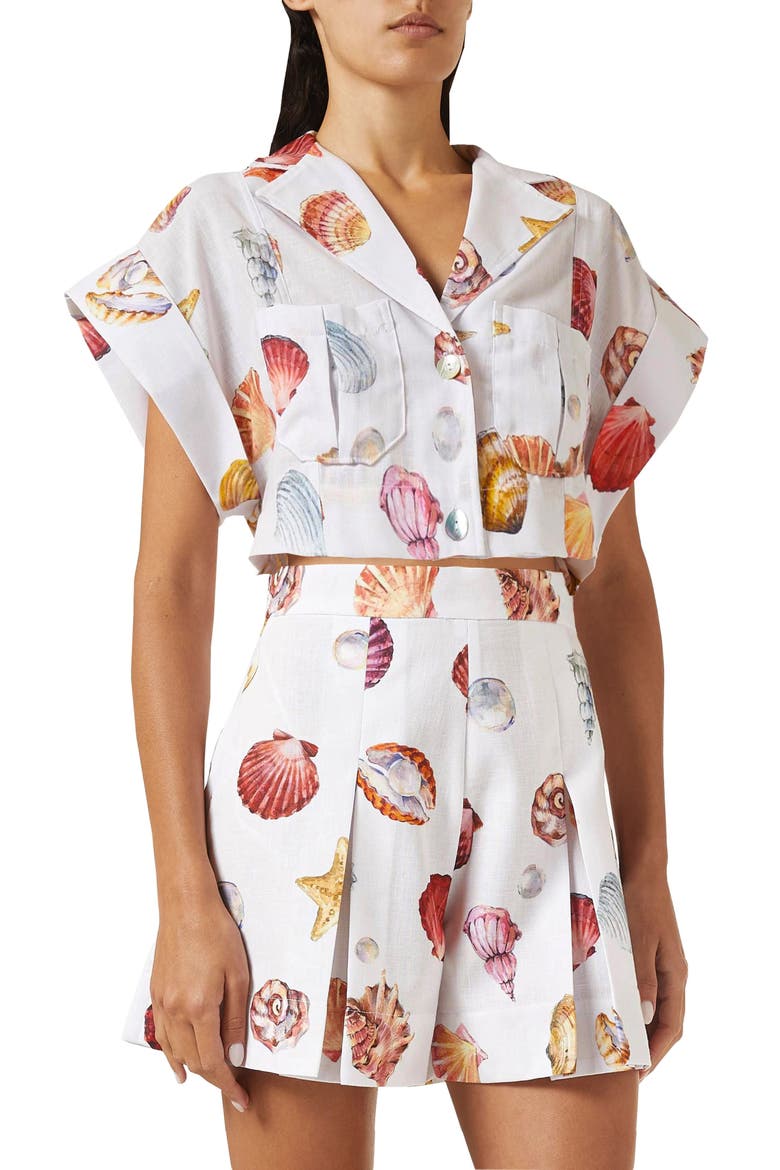 Guayaba Crop Top, Main, color, CONCHITAS IN WHITE PRINT