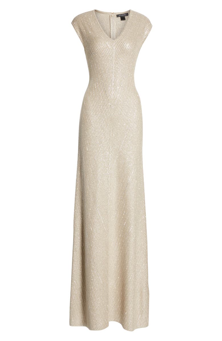 St. John Collection Brielle Knit V-Neck Gown, Alternate, color, 