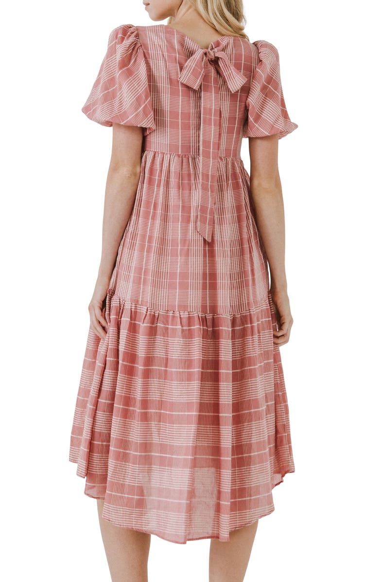 English Factory Plaid Tiered Midi Dress, Alternate, color,