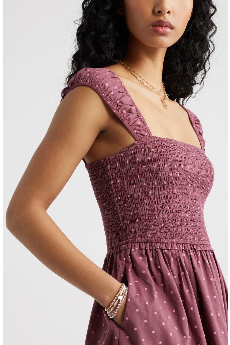 Cap Sleeve Cotton Minidress, Alternate, color, BURGUNDY- PINK KAT DOT