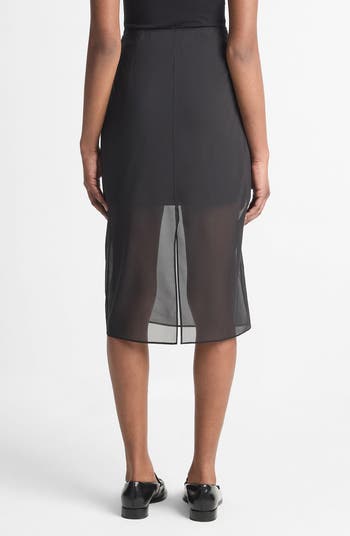 Sheer Slit Pencil Skirt
