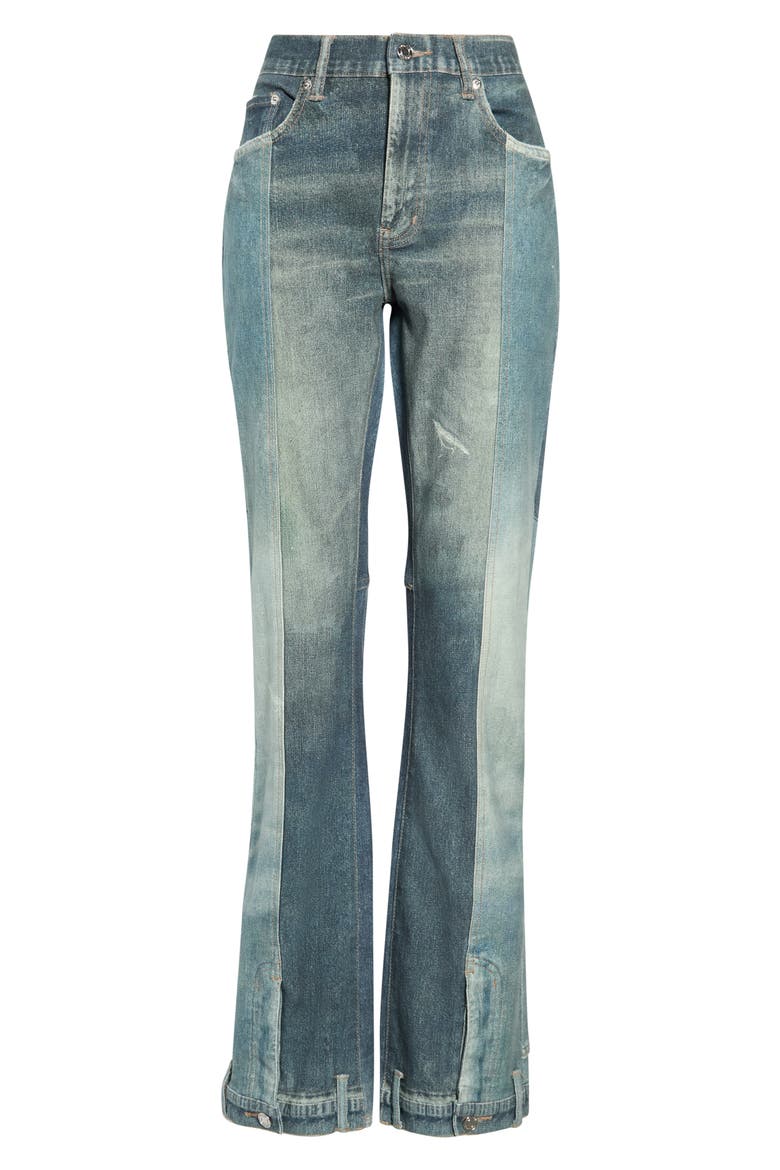 Upside Down Flare Jeans, Alternate, color, BLUE MULTI
