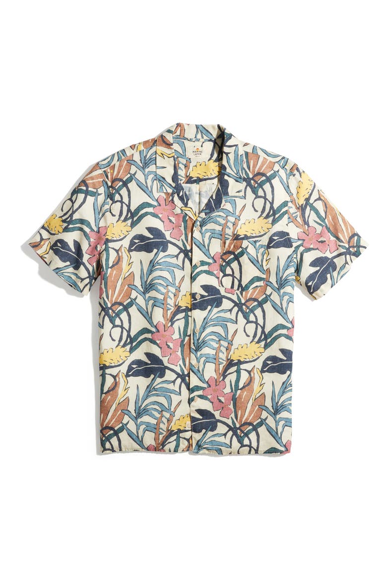 Floral Short Sleeve Camp Shirt, Alternate, color, NATURAL FLORAL