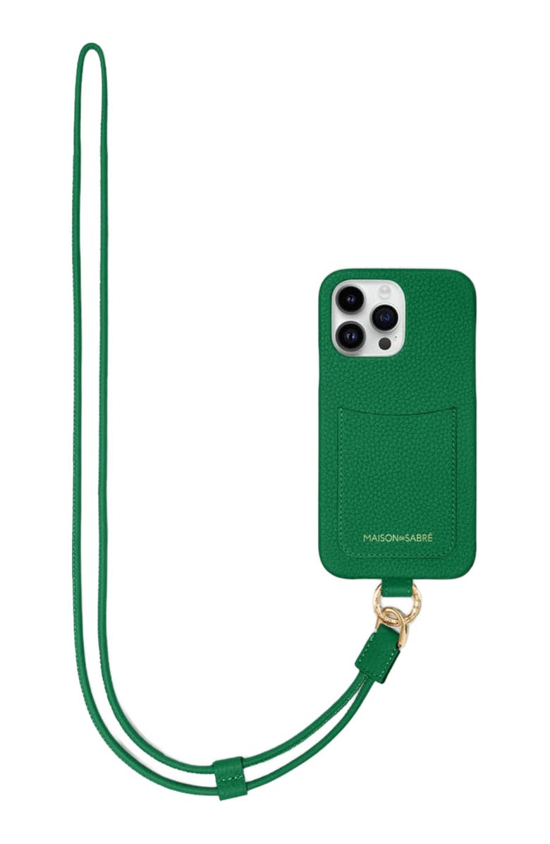 MAISON de SABRÉ Sling Phone Case, Alternate, color, Emerald Green