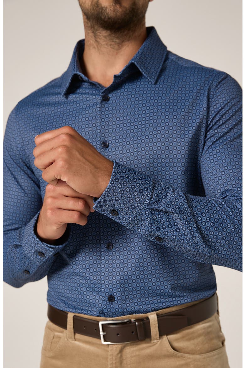 Alba Wrinkle Resistant Performance Button-Up Shirt, Alternate, color, NAVY
