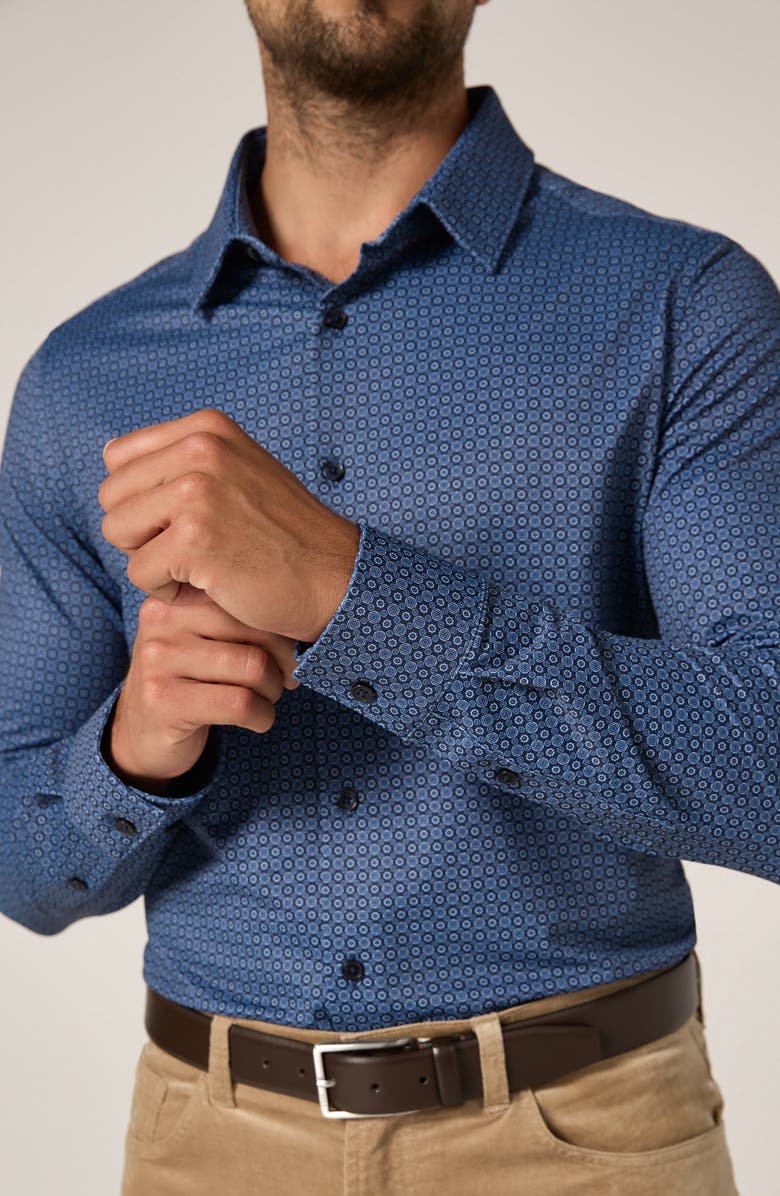 7 Diamonds Alba Wrinkle Resistant Performance Button-Up Shirt, Alternate, color, Navy