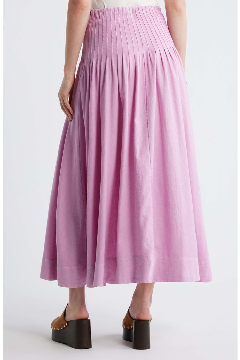 Pleat Accent Linen Blend Maxi Skirt, Alternate, color, PINK GALE
