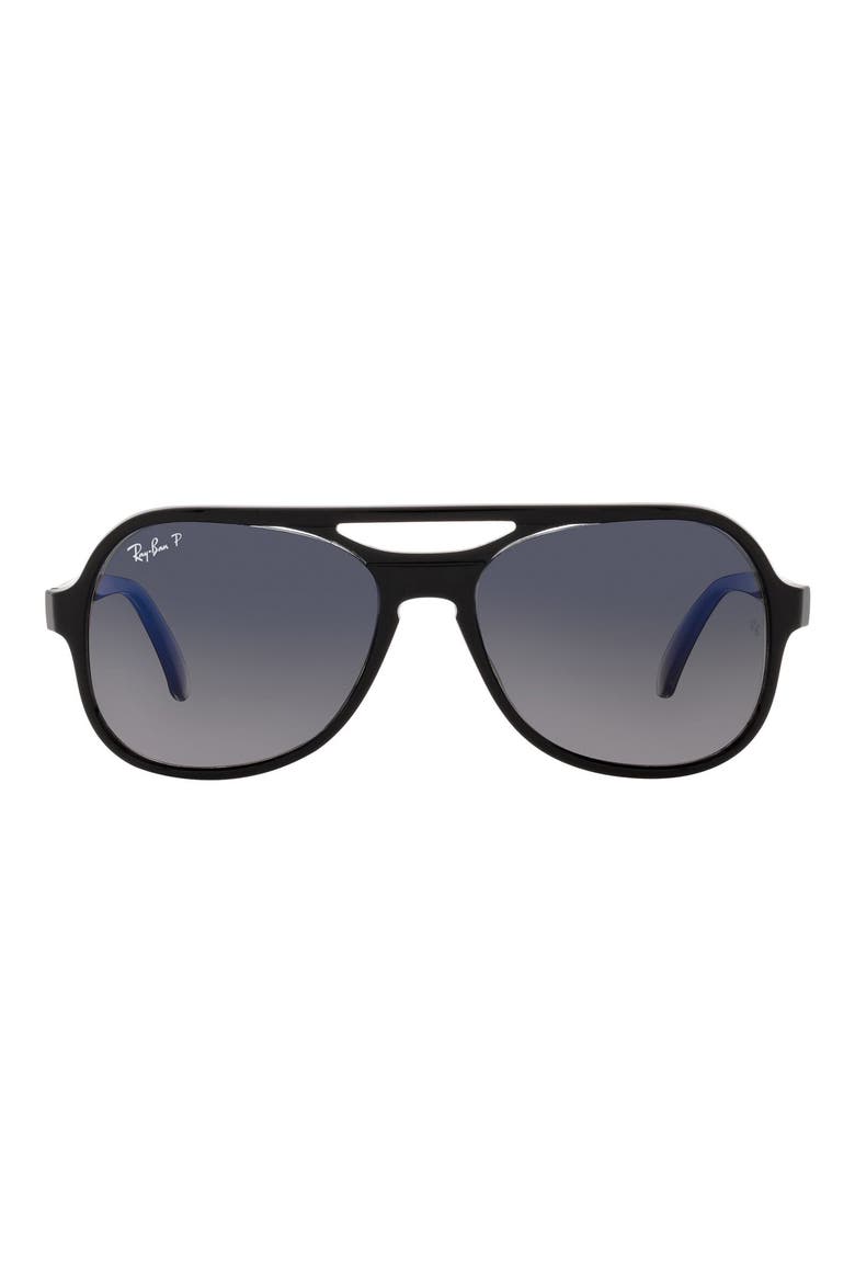 58mm Polarized Aviator Sunglasses, Main, color, BLACK/ POLARIZED BLUE GRADIENT