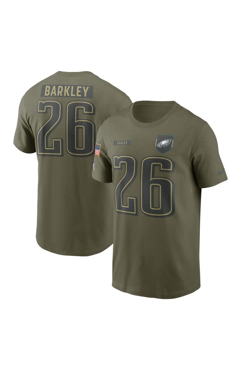 Nike Men's Nike Saquon Barkley Olive Philadelphia Eagles 2025 Salute to Service Name & Number T-Shirt, Main, color, 