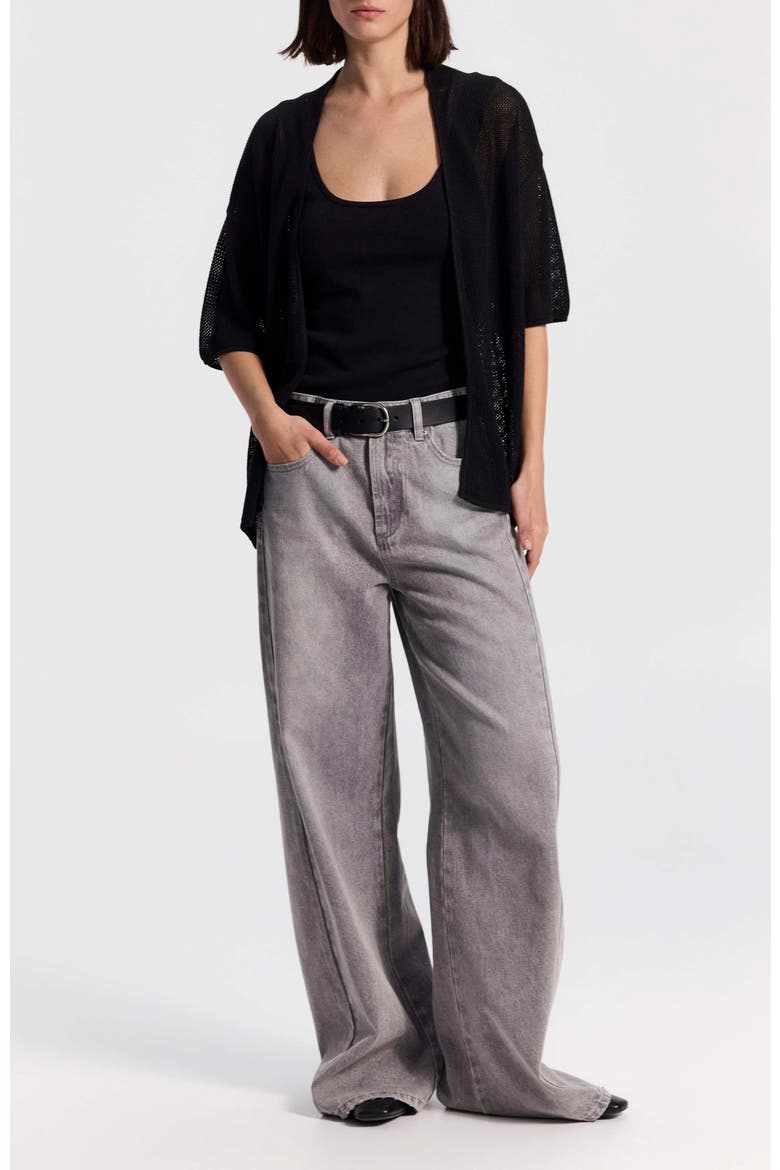Mid-Rise Extra Wide-Leg Jeans with Raw Edge, Alternate, color, Grey Denim