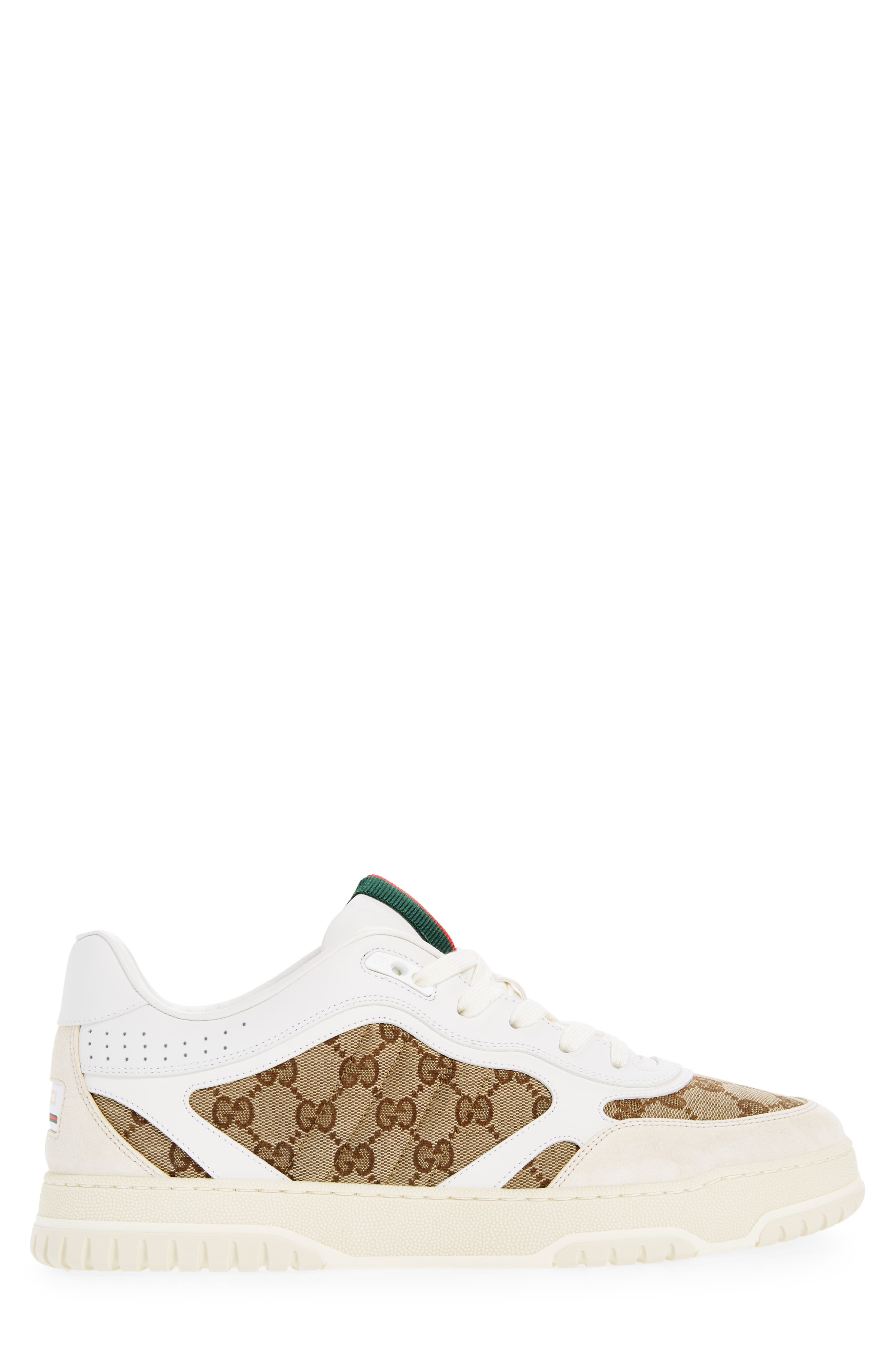 Gucci Re-Web Mixed Media Low Top Sneaker, Alternate, color, Beige Whte