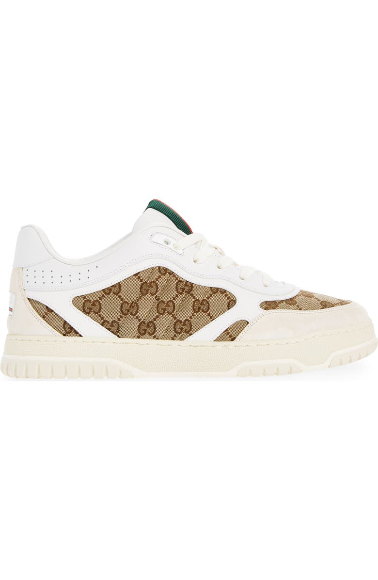 Gucci Re-Web Mixed Media Low Top Sneaker, Alternate, color, Beige Whte