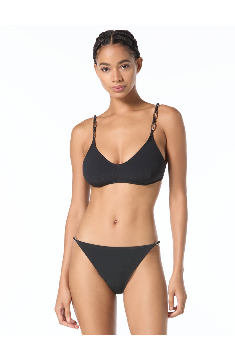 MICHAEL Michael Kors Oval Link Crepe Solids Bralette Top, Main, color, Black