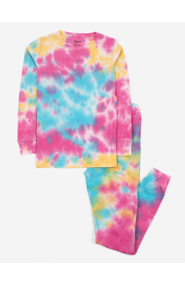 Leveret Kids Two-Piece Tie Dye Cotton Matching Family Pajamas, Main, color, Tie Dye Rainbow