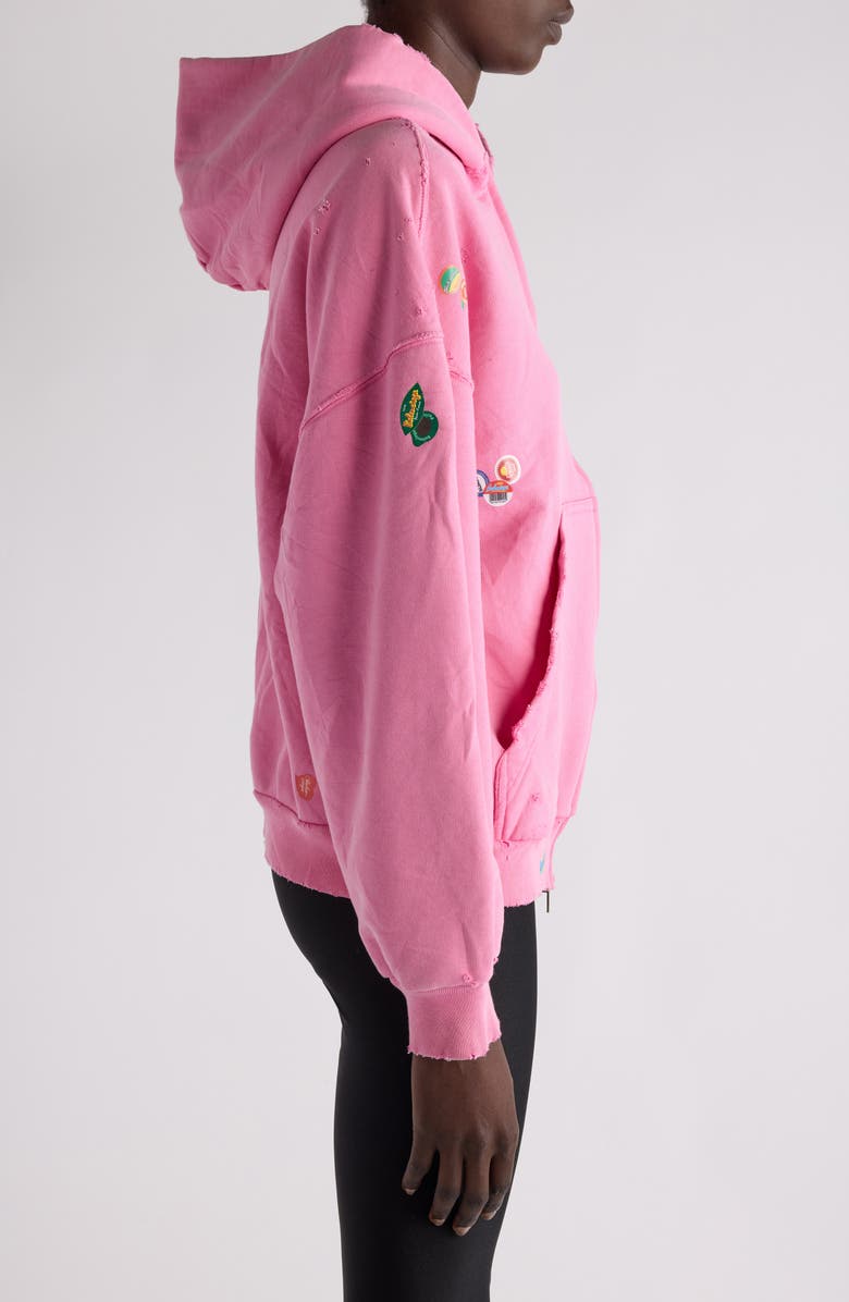 Balenciaga Fruity Distressed Archetype Fleece Graphic Zip Hoodie, Alternate, color,