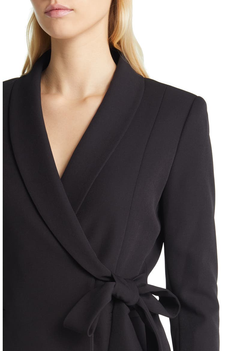 Long Sleeve Crepe Coatdress, Alternate, color, BLACK