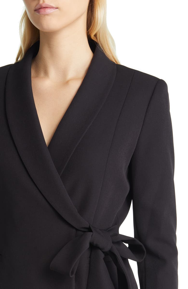 Tahari ASL Side Tie Long Sleeve Wrap Coat Dress, Alternate, color,