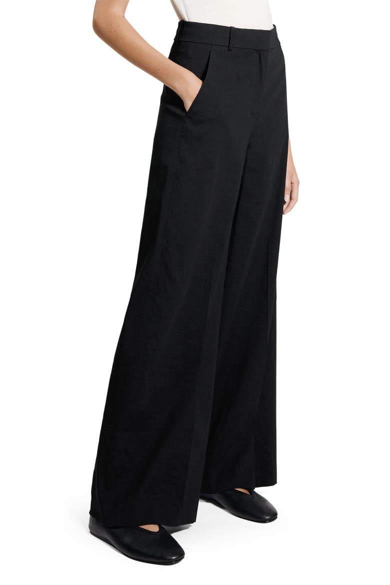 Linen Blend Wide Leg Pants, Alternate, color, BLACK