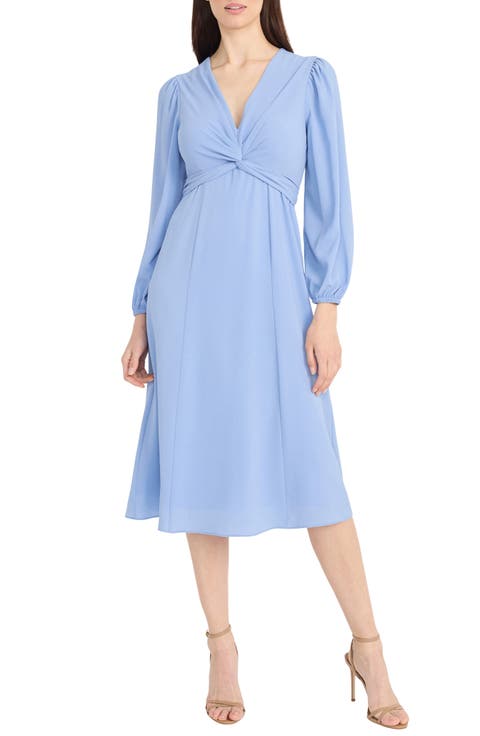Long Sleeve Tie Waist Midi Dress
