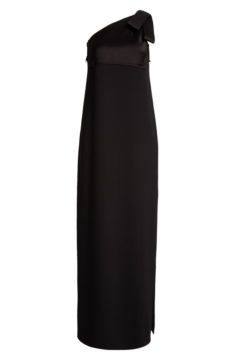 ST. JOHN One-Shoulder Crepe Back Satin Column Gown, Alternate, color, 