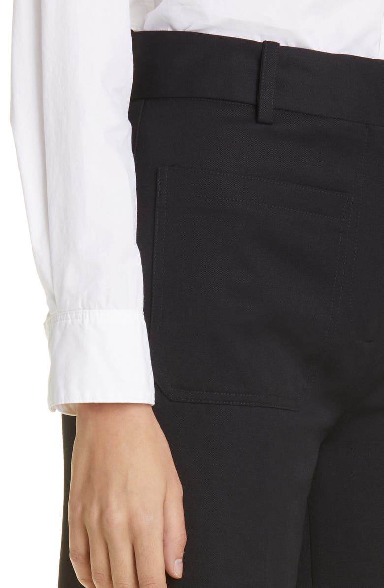 Nili Lotan Christophe Wide Leg Virgin Wool Pants, Alternate, color, Black