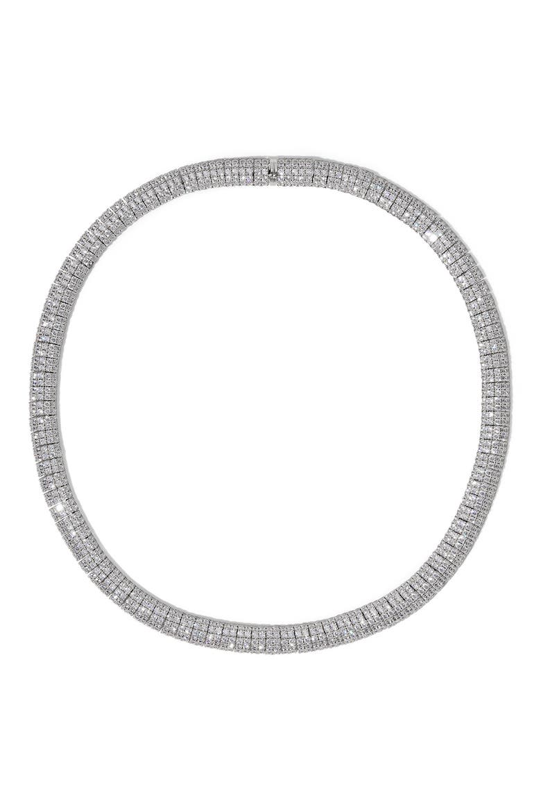 Crushed Pavé Dome Collar Necklace, Main, color, RHODIUM